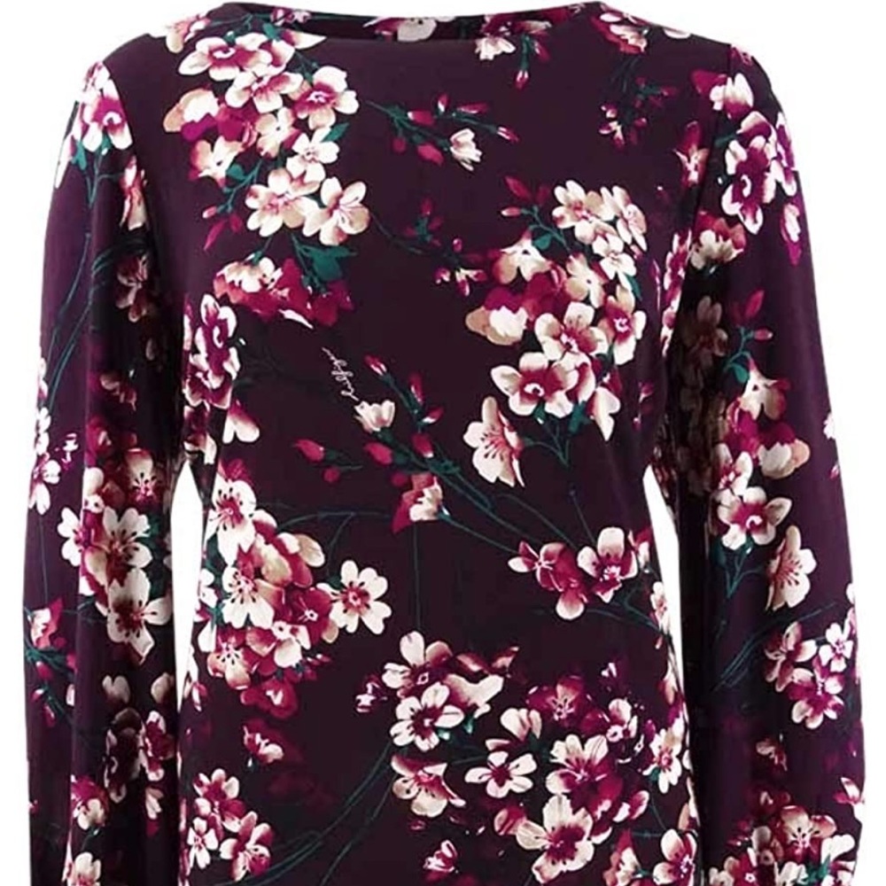NWT Tommy Hilfiger Women's A-Line Dress Purple Size 14W Plus Floral Jersey